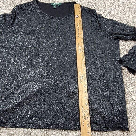 Lauren Ralph Lauren Shirt Womens 2X Black Shimmer Long Sleeve Blouse Top - Picture 6 of 9